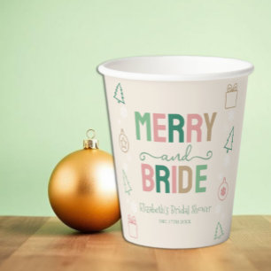 Gobelets En Papier Merry & Bride Noël Enterrement de Vie de Jeune Fil