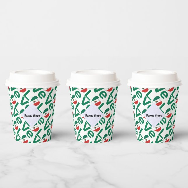 Gobelets En Papier Mexico Cœur Drapeau Vert AMOUR (Multi)