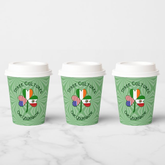 Gobelets En Papier Mexico Ireland USA Shamrock Personalized Text (Multi)