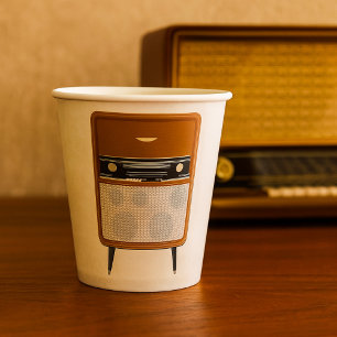 Gobelets En Papier Mi-siècle Vintage Radio Retro Music Lover