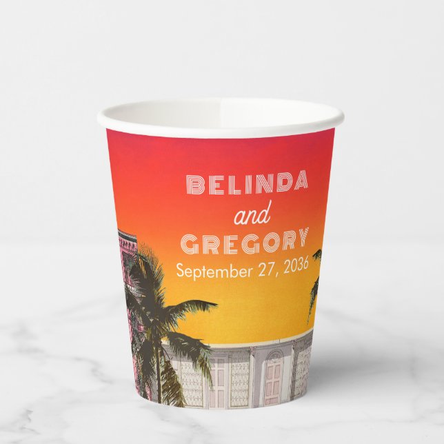 Gobelets En Papier Miami Beach Rainbow Row Charleston Palm Wedding (Gauche)