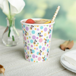 Gobelets En Papier Mickey Mouse à pois rouge Baby Shower
