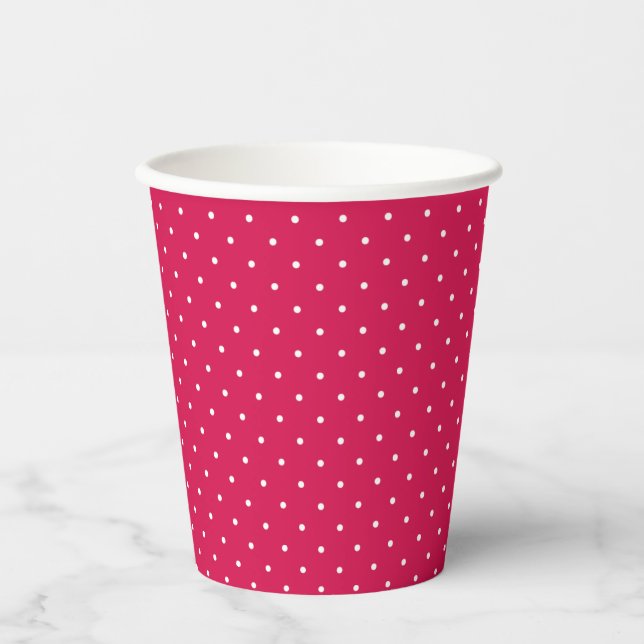 Gobelets En Papier Micro pois blanc - Rouge framboise (Recto)