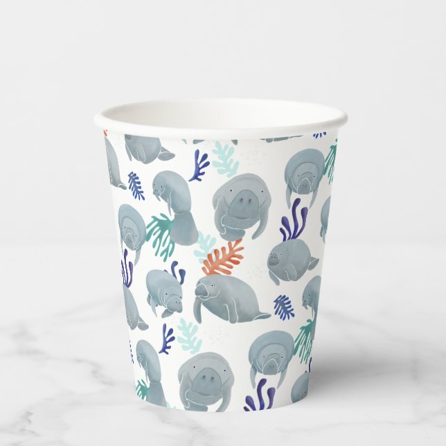 Gobelets En Papier Mignées Manates Avec Motif Bulles (Recto)