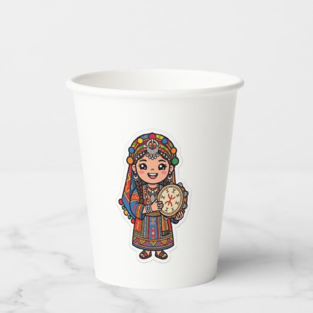 Gobelets En Papier Mignon Kawaii Amazigh Ber (Recto)