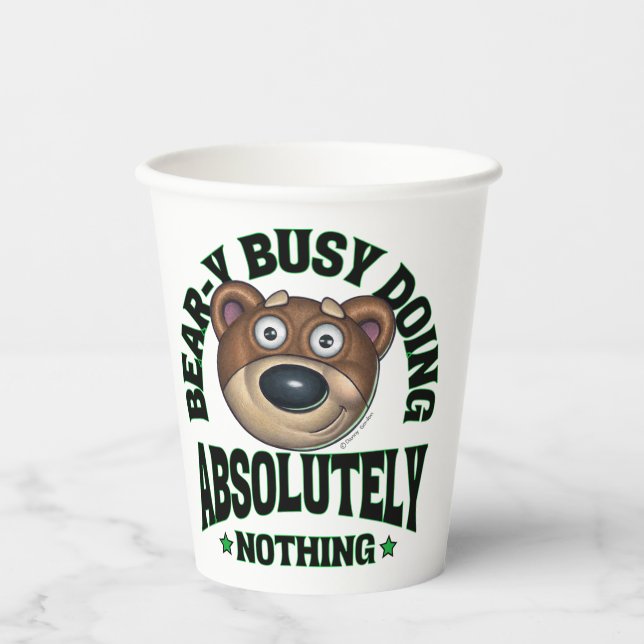 Gobelets En Papier Mignonne Drôle Ours De Cartographie Croustillant (Recto)