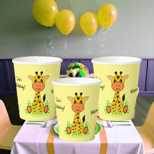 Gobelets En Papier Mignonne et drôle girafe bébé pour les enfants à t