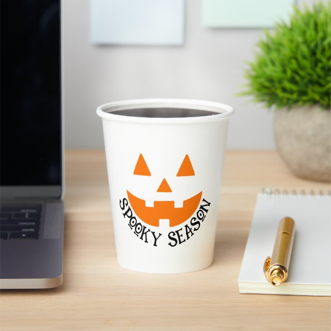 Gobelets En Papier Mignonne saison Éffrayante Citrouille face Hallowe (Insitu)