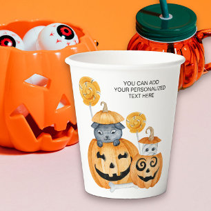 Gobelets En Papier Mignons citrouilles et bonbons d'Halloween Jack o