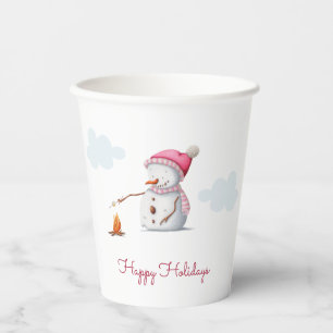 Gobelets En Papier Mignons marshmallows de neige roses