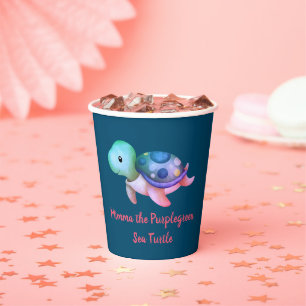 Gobelets En Papier Mimme mauve et verte La tortue de mer