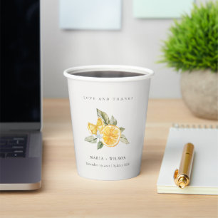 Gobelets En Papier Minimal Lemon Botanical Boho Love Merci Mariage