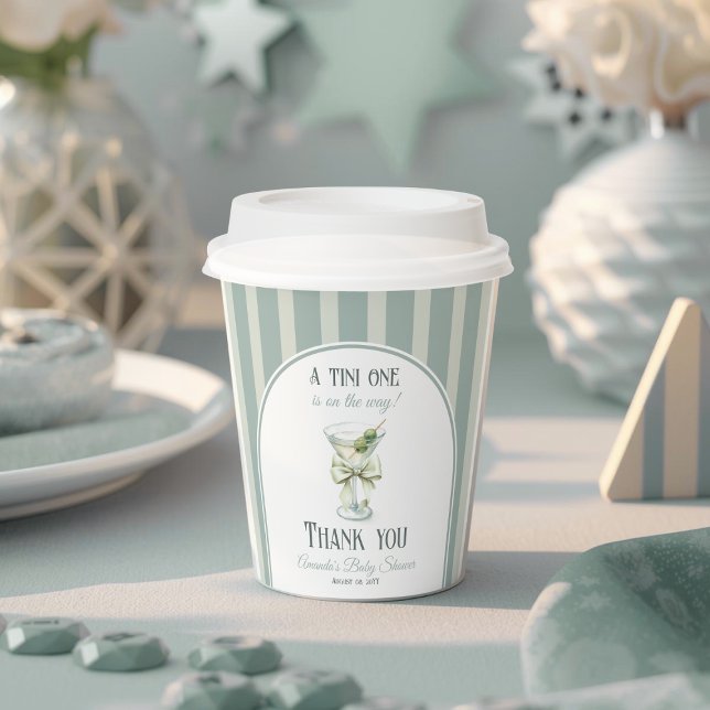 Gobelets En Papier Minimalist Retro Bow Tini One Martini Baby Shower (Créateur téléchargé)