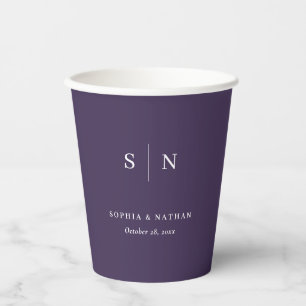Gobelets En Papier Minimaliste et Chic Mariage Violet
