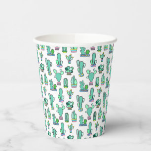 Gobelets En Papier Mint Green Cactus & Succulent Plante Motif