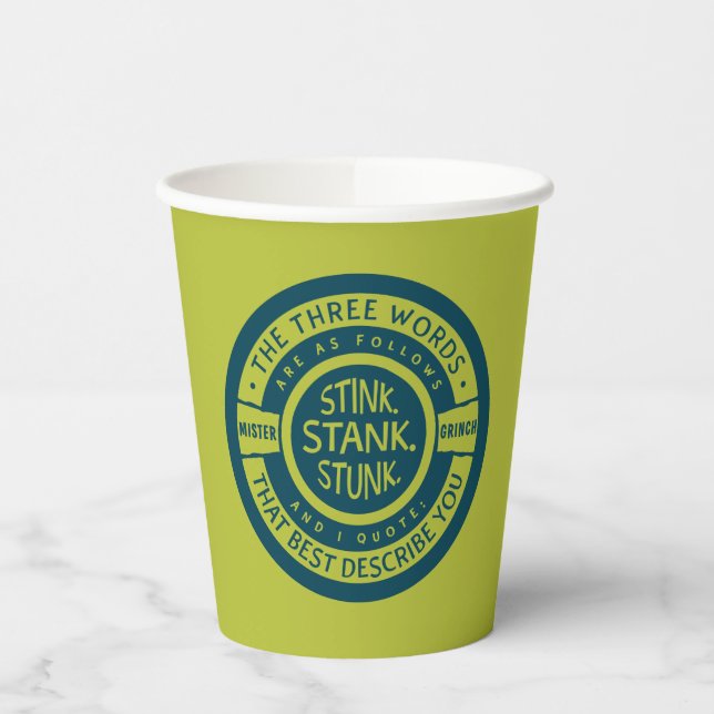 Gobelets En Papier Mister Grinch | Citation Stink Stank Stunk (Gauche)
