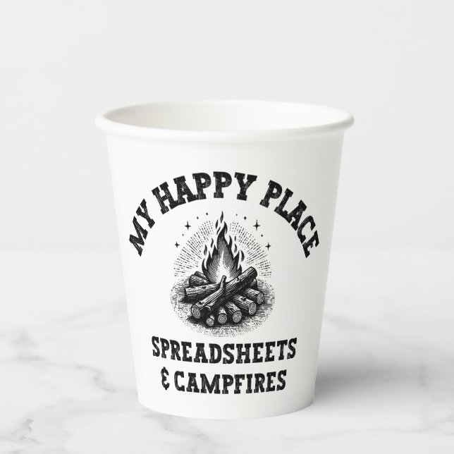 Gobelets En Papier Mode Camping : Hors Grille - Drôle Comptable Don (Recto)