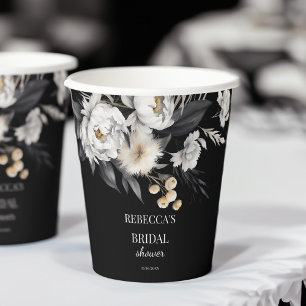 Gobelets En Papier Modèle de douche nuptiale en boho noir et blanc