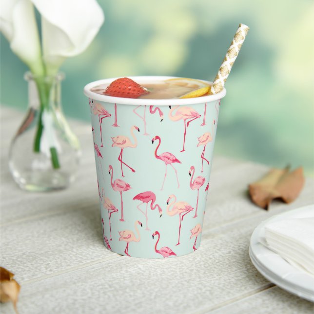 Gobelets En Papier Modèle de flamant rétro (Insitu)