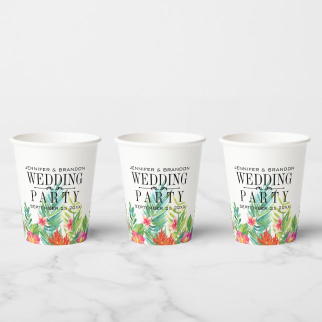Gobelets En Papier Modèle de mariage de tasse en papier avec bordure  (Multi)