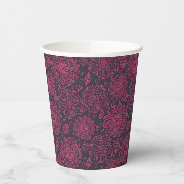 Gobelets En Papier Modèle floral (Gauche)