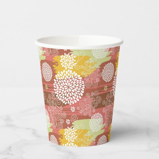 Gobelets En Papier Modèle floral 2 (Gauche)