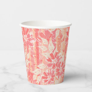 Gobelets En Papier Modèle floral dans les teintes pêche à la mode