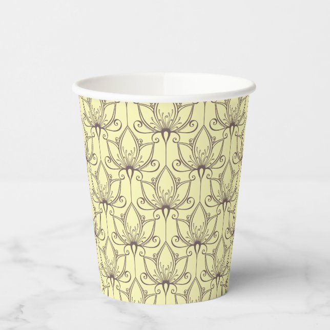 Gobelets En Papier Modèle floral de crème (Gauche)