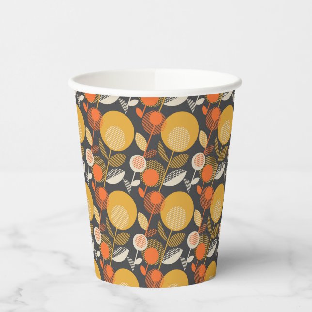 Gobelets En Papier Modèle floral rétro classique (Gauche)