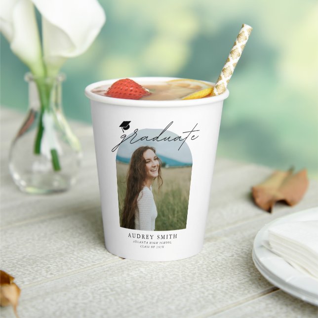 Gobelets En Papier Modern Boho Arch Photo Graduation Party (Insitu)