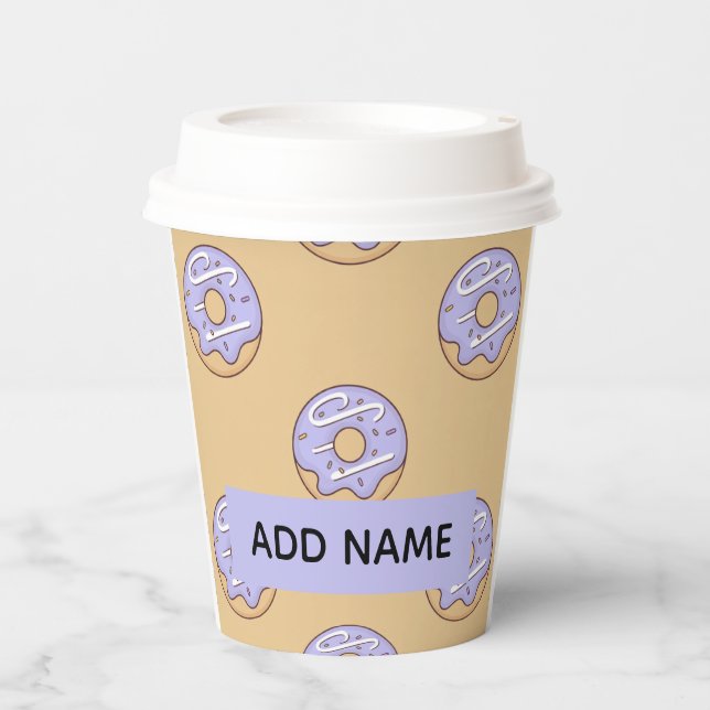 Gobelets En Papier Modern Donuts Pattern With Name (Recto)