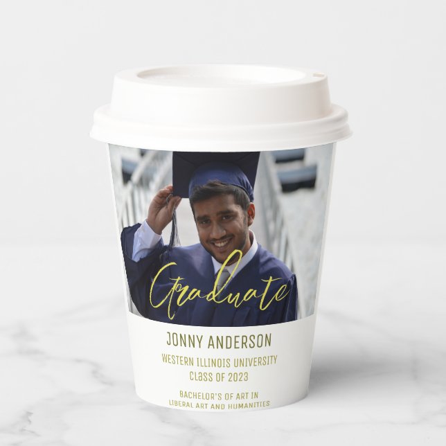 Gobelets En Papier Modern Minimalist Photo and Script (Recto)