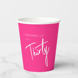 Gobelets En Papier Modern Pink 30e Trente-trentième anniversaire fête