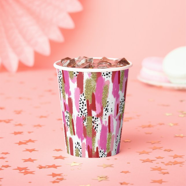 Gobelets En Papier Modern Pink and White Party Paper Cups (Insitu)