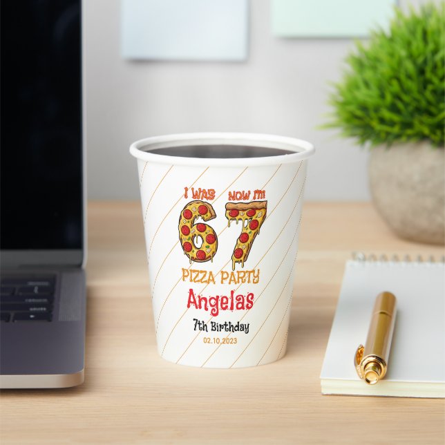 Gobelets En Papier Modern Slice Slice Boy Six Seven Birthday Party (Insitu)