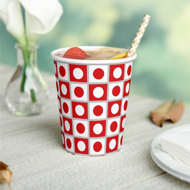 Gobelets En Papier Moderne Abstrait Rouge & Blanc (Insitu)