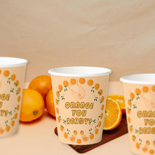 Gobelets En Papier Moderne Chic Orange Vous Prêt Baby shower Citrus