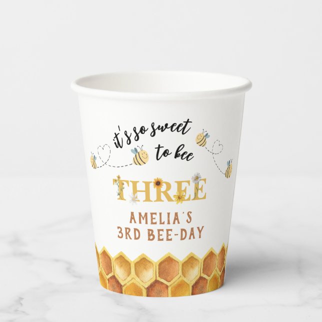 Gobelets En Papier Moderne Cute C’est tellement doux d’être trois ans (Verso)