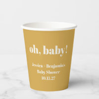 Moderne Cute Dusty Jaune Baby shower Nom personnal