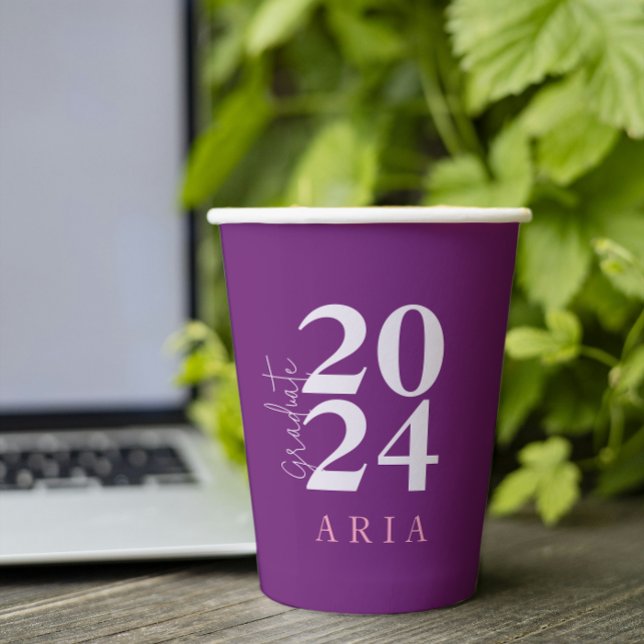 Gobelets En Papier Moderne élégant Lavande Purple Graduation Party (Créateur téléchargé)