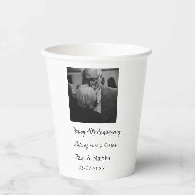 Gobelets En Papier Moderne heureux 40e anniversaire ajouter nom date  (Recto)