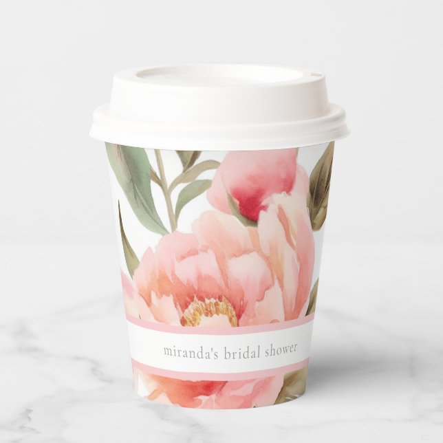 Gobelets En Papier Moderne Maison de Campagne Pivoine Rose (Recto)