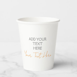 Gobelets En Papier Moderne Minimaliste Personnalisé Ajouter Texte