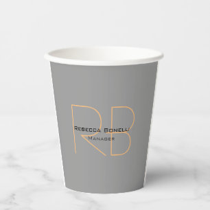 Gobelets En Papier Moderne minimaliste Plain Simple Monogramme Manage