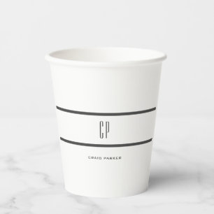 Gobelets En Papier Moderne Monogramme Professionnel Plain Simple Mini