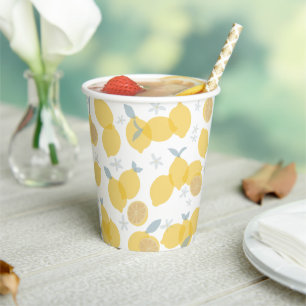 Gobelets En Papier Moderne Pastel Citrus Lemons Motif