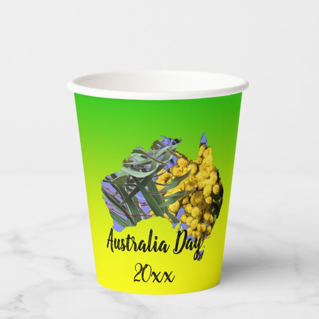 Gobelets En Papier Modifier l'année de texte, Fête de l'Australie Fêt (Recto)