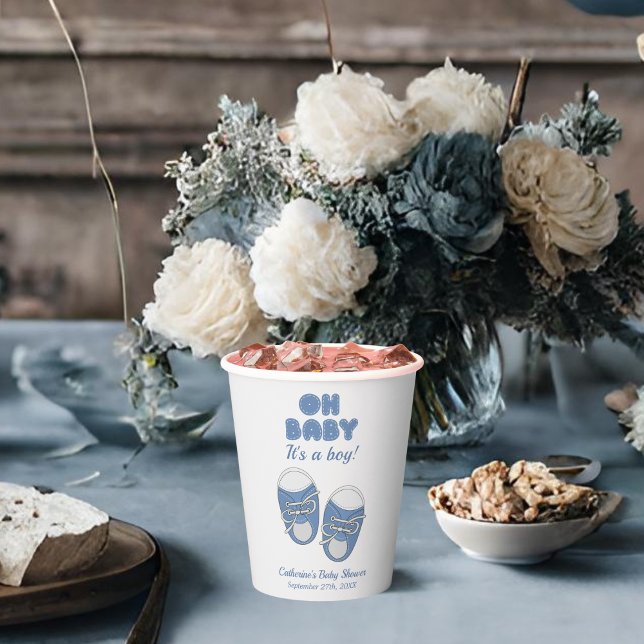 Gobelets En Papier Mon bébé | Chaussures bébé Dusty Baby shower garço (Créateur téléchargé)