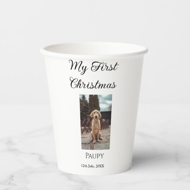 Gobelets En Papier Mon premier Noël ajouter nom animal chien chat ann (Recto)