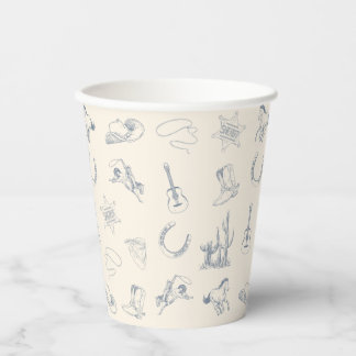 Gobelets En Papier Mon premier Rodeo Western Cowboy bleu neutre